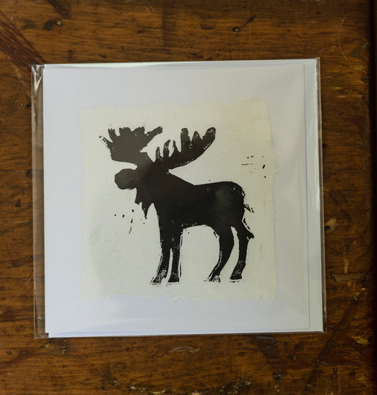 Handprinted card - moose