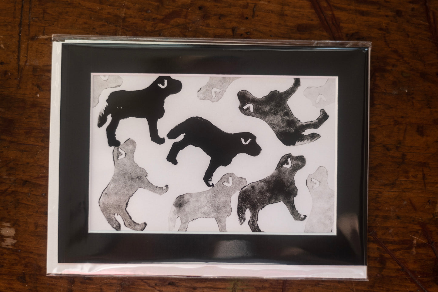 Handprinted card - Labrador silhouettes